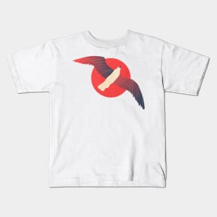 eagle flying with open wings , sun behind the background, with textured vector illustration design Kids T-Shirt